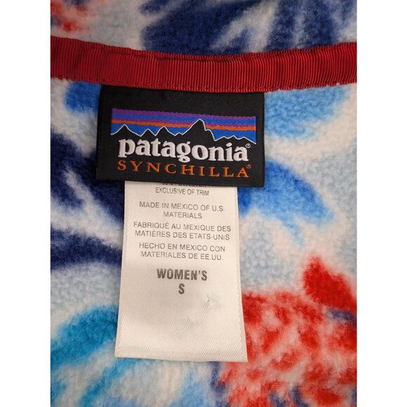 Patagonia Synchilla Snap T Womens Small Fleece Pullover Blue Floral Tropical - Picture 3 of 14